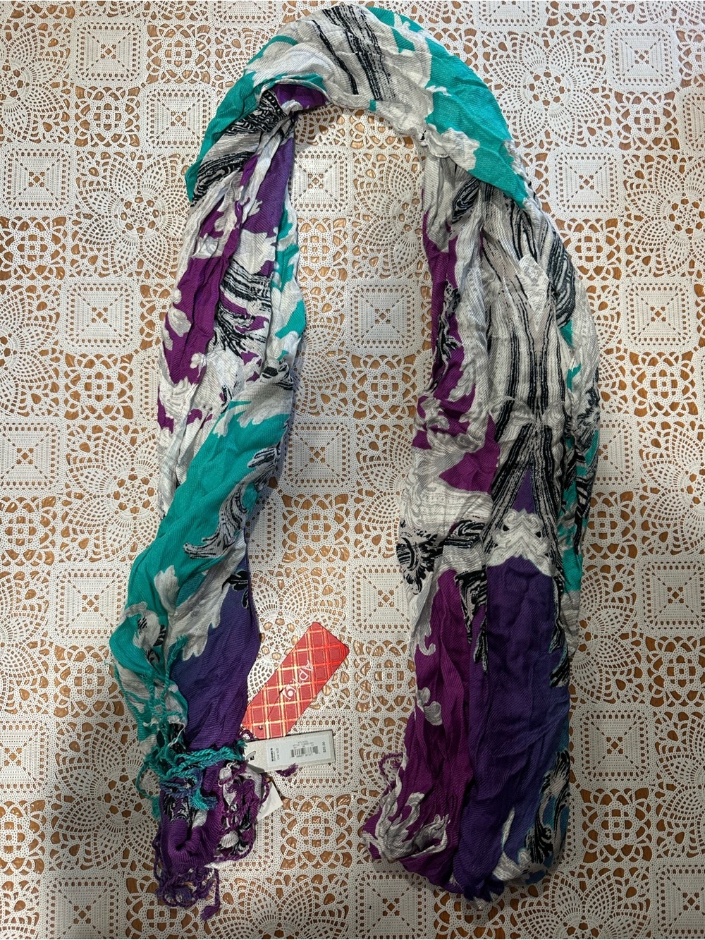 Apt. 9 One Size Purple Teal Abstract Floral Lightweight Scarf